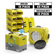 Alorair Water Damage Restoration Equipment, 1 X Storm LGR Extreme WiFi Commercial Dehumidifier, 6 X Zeus 900 Air Mover, 1 X CleanShield HEPA 550 Scrubber