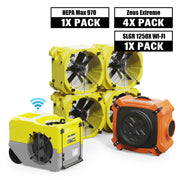 Alorair Mold Prevention Combo Pack, 1 X Storm SLGR 1250X Wi-Fi Commercial Dehumidifier, 4 X Zeus Extreme Air Mover, 1 X HEPA Max 970 Air Scrubber