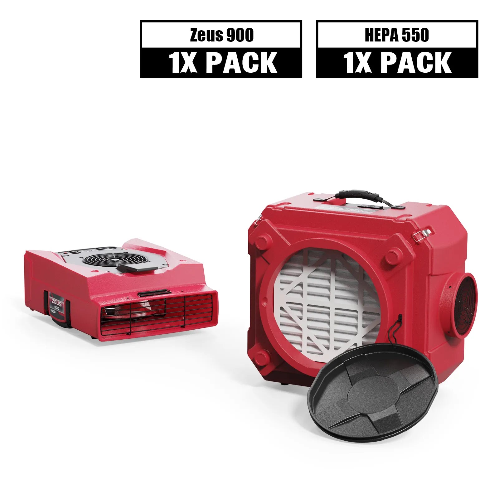 Alorair Air Solution Combo Pack, 1 X Zeus 900 Air Mover, 1 X CleanShield HEPA 550 Air Scrubber