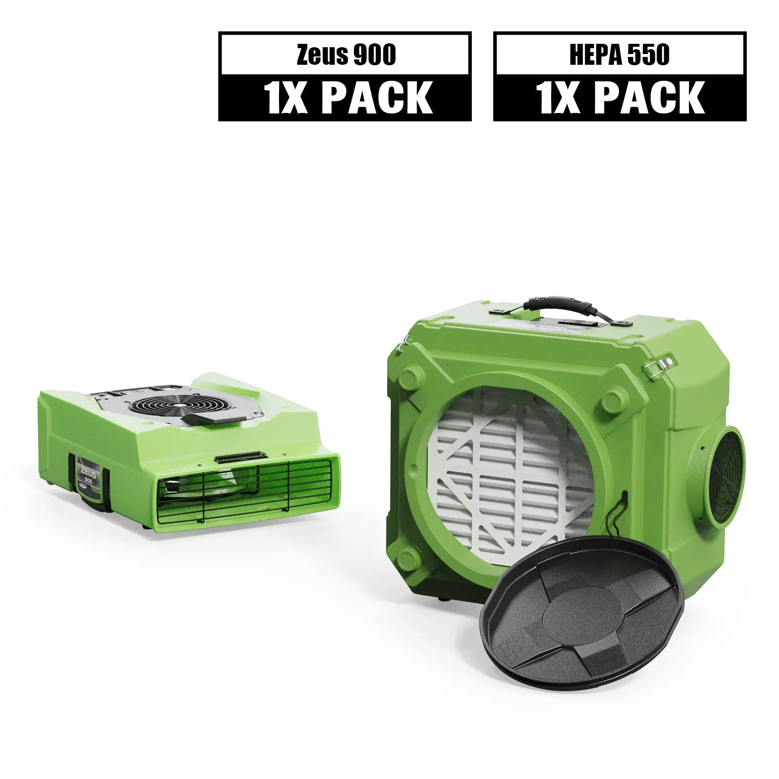 Alorair Air Solution Combo Pack, 1 X Zeus 900 Air Mover, 1 X CleanShield HEPA 550 Air Scrubber
