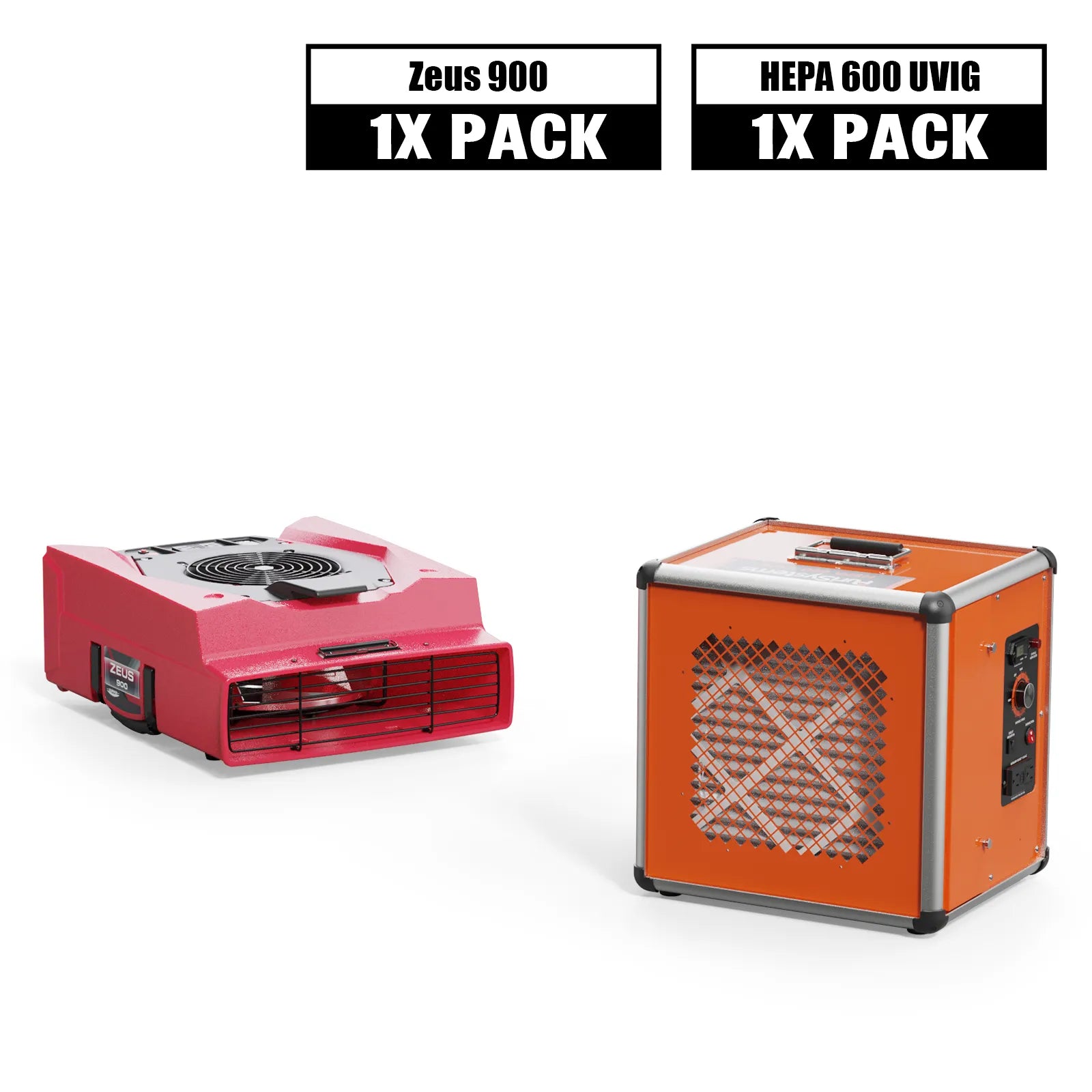 Alorair Sanitization & Disinfection Combo Pack, 1 X Zeus 900 Air Mover, 1 X HEPA 600 UVIG Air Scrubber