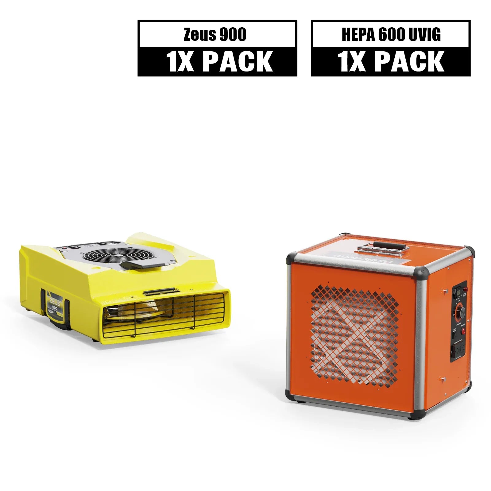 Alorair Sanitization & Disinfection Combo Pack, 1 X Zeus 900 Air Mover, 1 X HEPA 600 UVIG Air Scrubber
