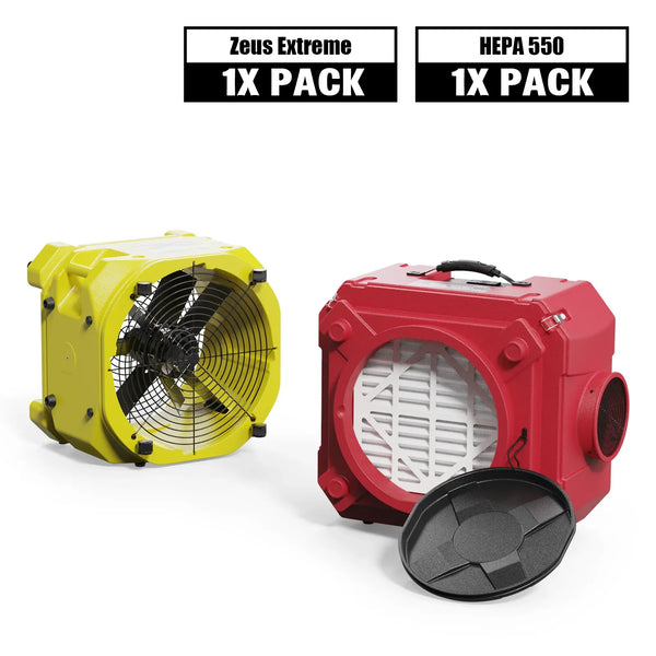 Alorair Air Solution Combo Pack, 1 X Zeus Extreme Air Mover, 1 X CleanShield HEPA 550 Air Scrubber