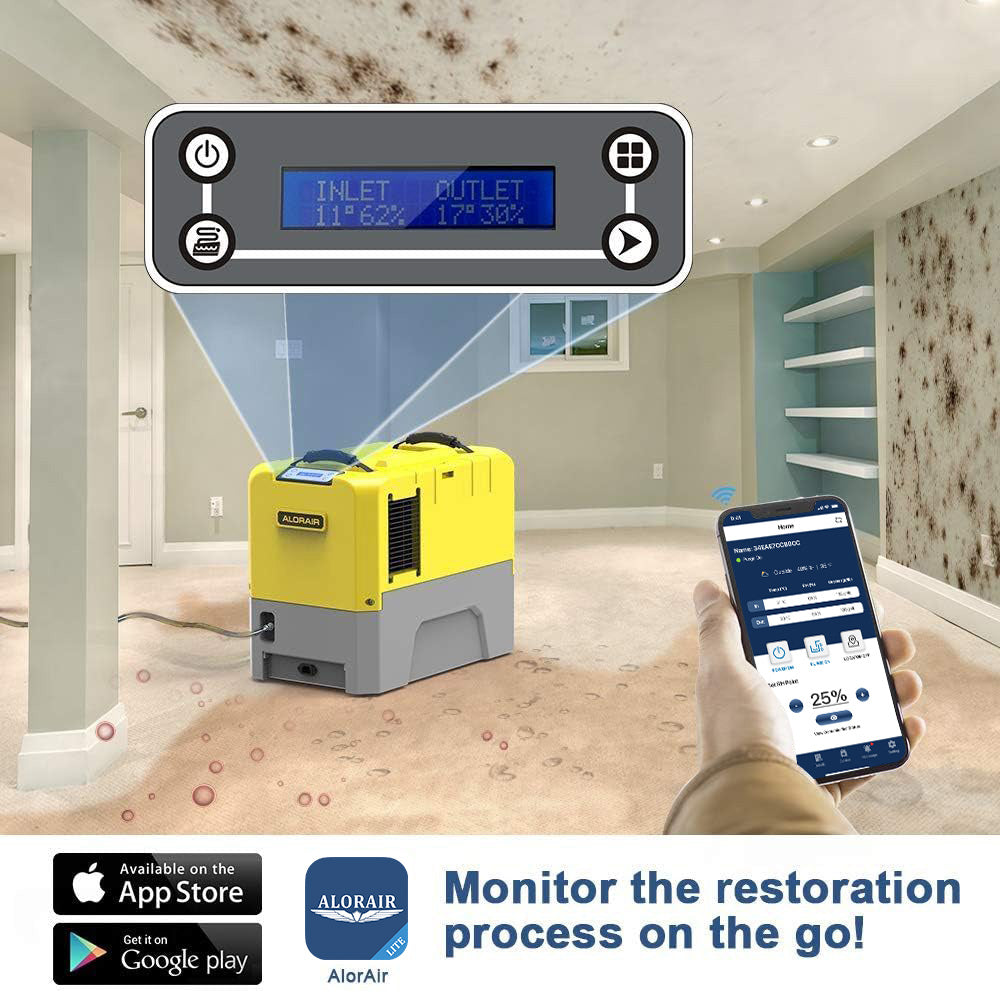 AlorAir® Storm LGR Extreme Smart App Control | 180PPD Commercial Dehumidifier for Crawl Space with Pump（wifi app not available now）