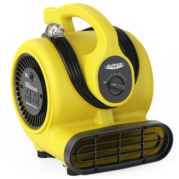 AlorAir® 600 CFM Air Mover with 3 Speeds, 5 Angles and Daisy Chain for Floor Drying Blower Fan | GF600A Yellow