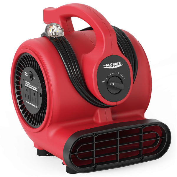 AlorAir® 600 CFM Air Mover with 3 Speeds, 5 Angles and Daisy Chain for Floor Drying Blower Fan | GF600A Red
