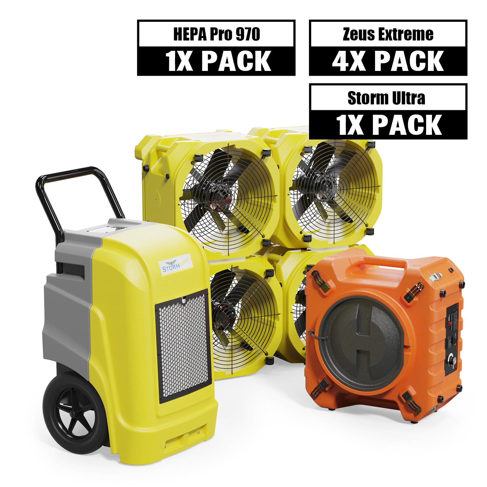 Alorair® Mold Prevention Combo Pack, 1 x Dehumidifier, 4 x Air Mover and 1 x Scrubber | Storm Ultra & Zeus Extreme & Max/Pro 970