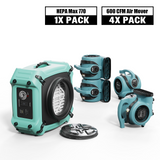 ALORAIR 4 x Air Movers and 1x Air Scrubber Combo Package