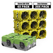 Alorair® Ultimate Pack 4 Storm Lgr 1250 Commercial Dehumidifiers 125 Pint + 20 Air Movers Water Damage Restoration Equipment Package