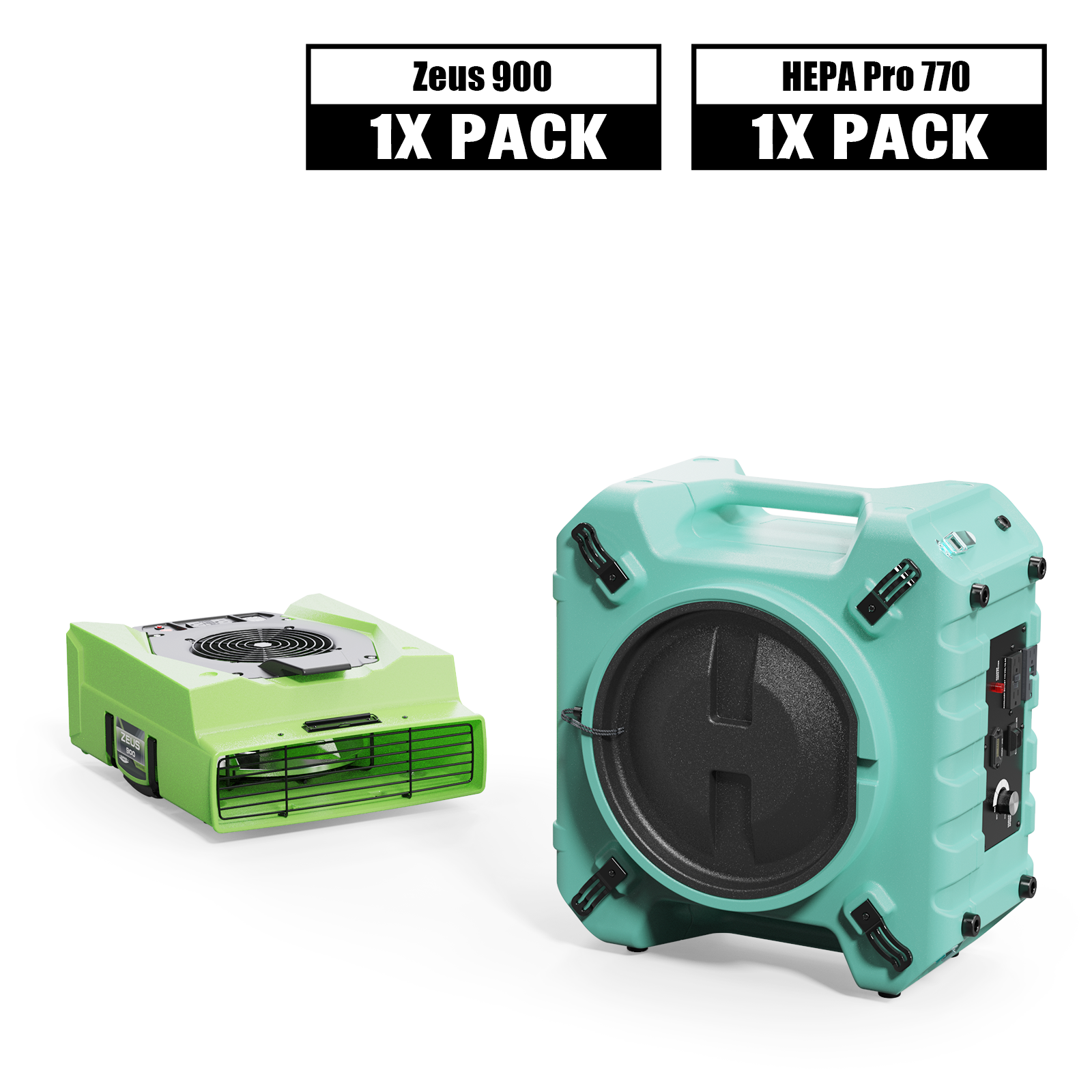 Alorair Fire & Smoke Restoration Combo Pack, 1 X Zeus 900 Air Mover, 1 X HEPA Pro 770 Air Scrubber