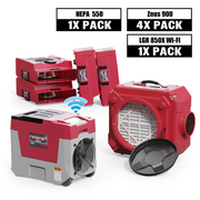Alorair® Mold Prevention Combo Pack, 1 x Dehumidifier, 4 x Air Mover and 1 x Scrubber | LGR 850X Wi-Fi & Zeus 900 & CleanShield HEPA 550