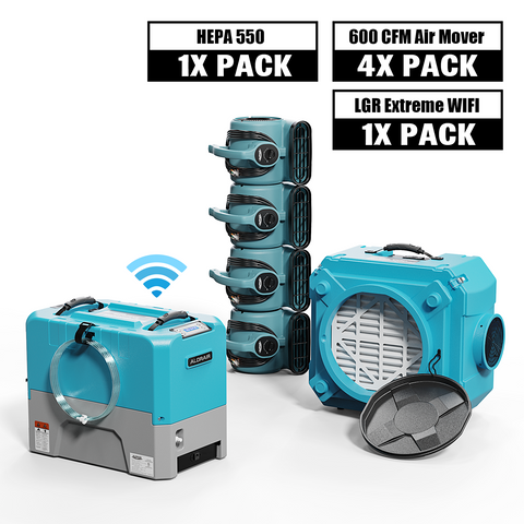 ALORAIR 1 x Commercial Dehumidifier,4/8 x Air Movers and 1x Air Scrubber Combo Package