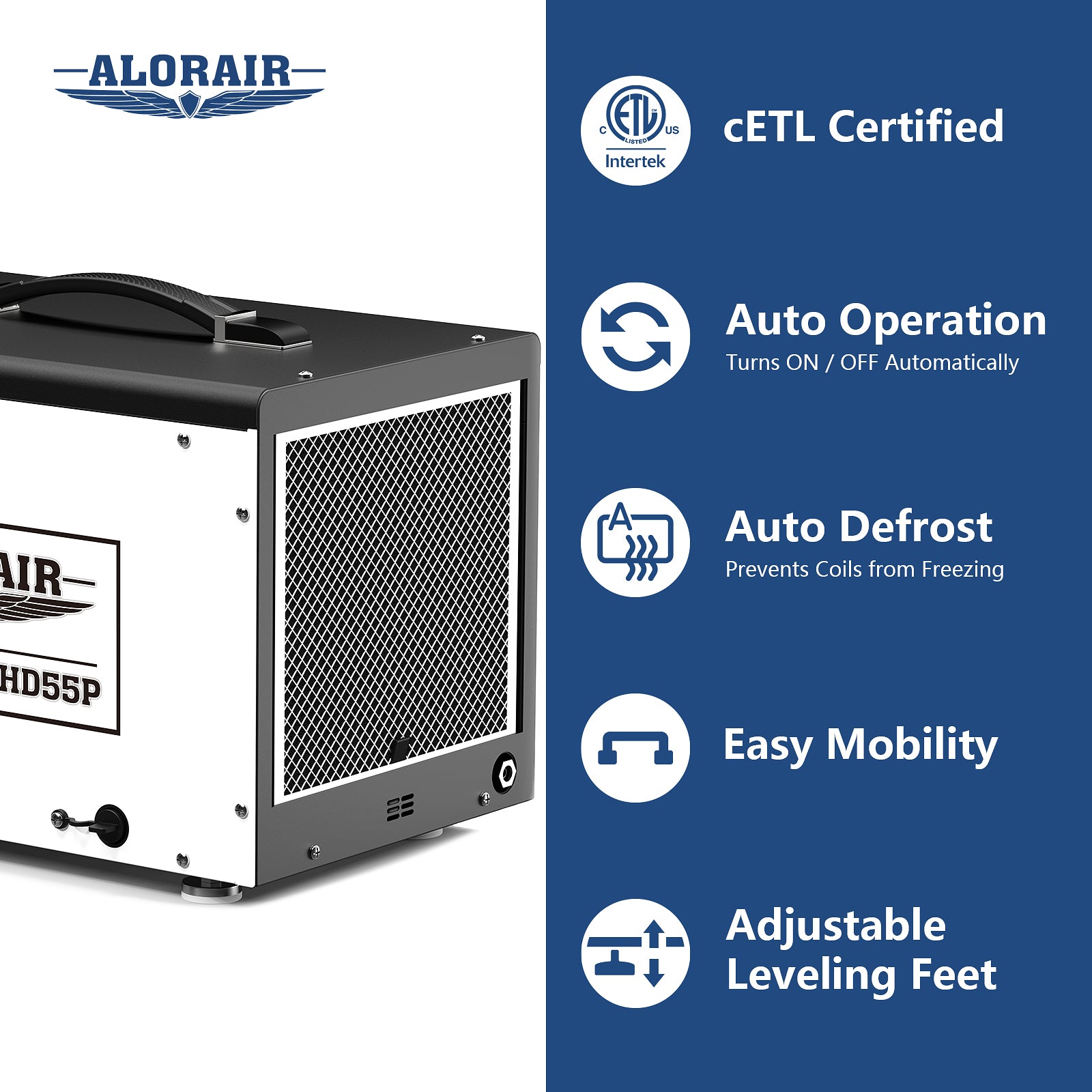 ALORAIR 120 Pint Commercial Dehumidifier Crawl Space Dehumidifier Up to 1,500 sq | Sentinel HD55P