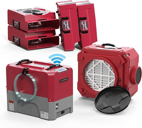ALORAIR Water Damage Restoration Equipment, 1 x WiFi Commercial Dehumidifier, 4 x Air Movers and 1 x Air Scrubber