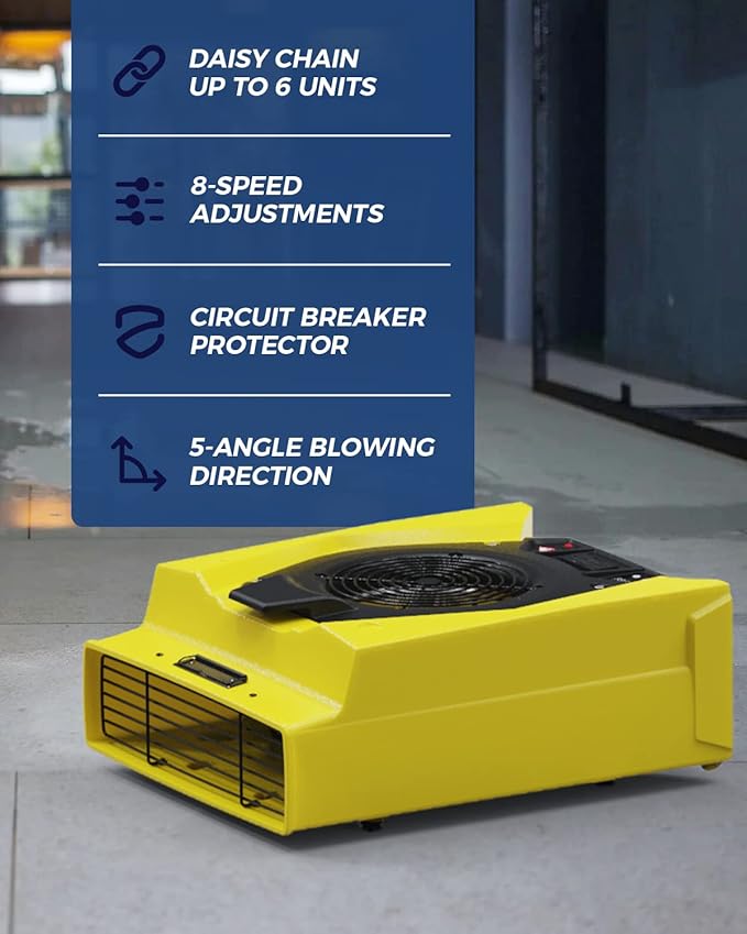 AlorAir® Water Damage Restoration Equipment,1 x WiFi Commercial Dehumidifier, 4 x Air Movers and 1 x Air Scrubber