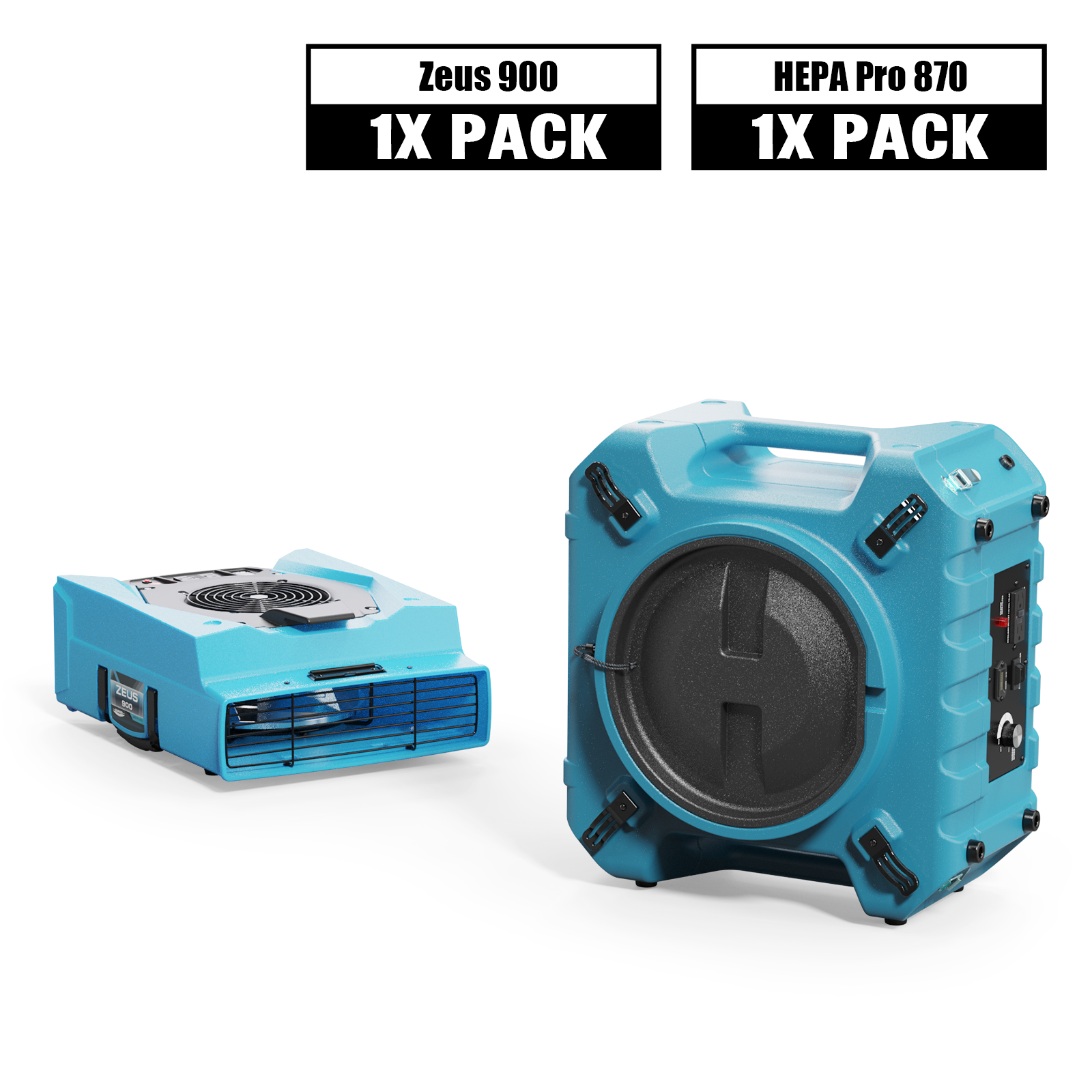 AlorAir Air Solution Combo Pack, 1 X Zeus 900 Air Mover, 1 X HEPA Pro 870 Air Scrubber