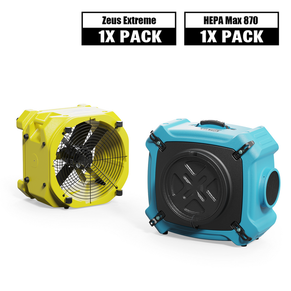 Alorair Air Solution Combo Pack, 1 X Zeus Extreme Air Mover, 1 X PureAiro HEPA Max 870 Air Scrubber