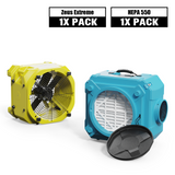 Alorair® Air Solution Combo Pack, 1 x Air Mover and 1 x Scrubber | Zeus Extreme & CleanShield HEPA 550