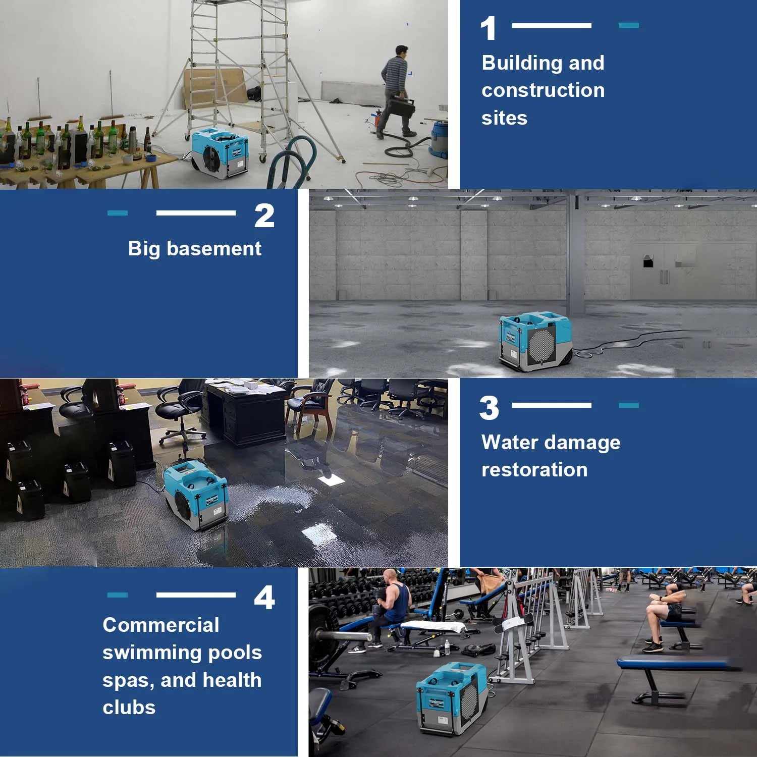 Alorair Water Damage Restoration Combo Pack, 4 X Storm LGR 1250 Commercial Dehumidifier, 20 X Zeus Extreme Air Mover