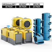 AlorAir Water Damage Restoration Combo Pack, 4 X Storm LGR Extreme WIFI Dehumidifier, 8 X GE1000A Air Mover, 2 X HEPA 550 Air Scrubber