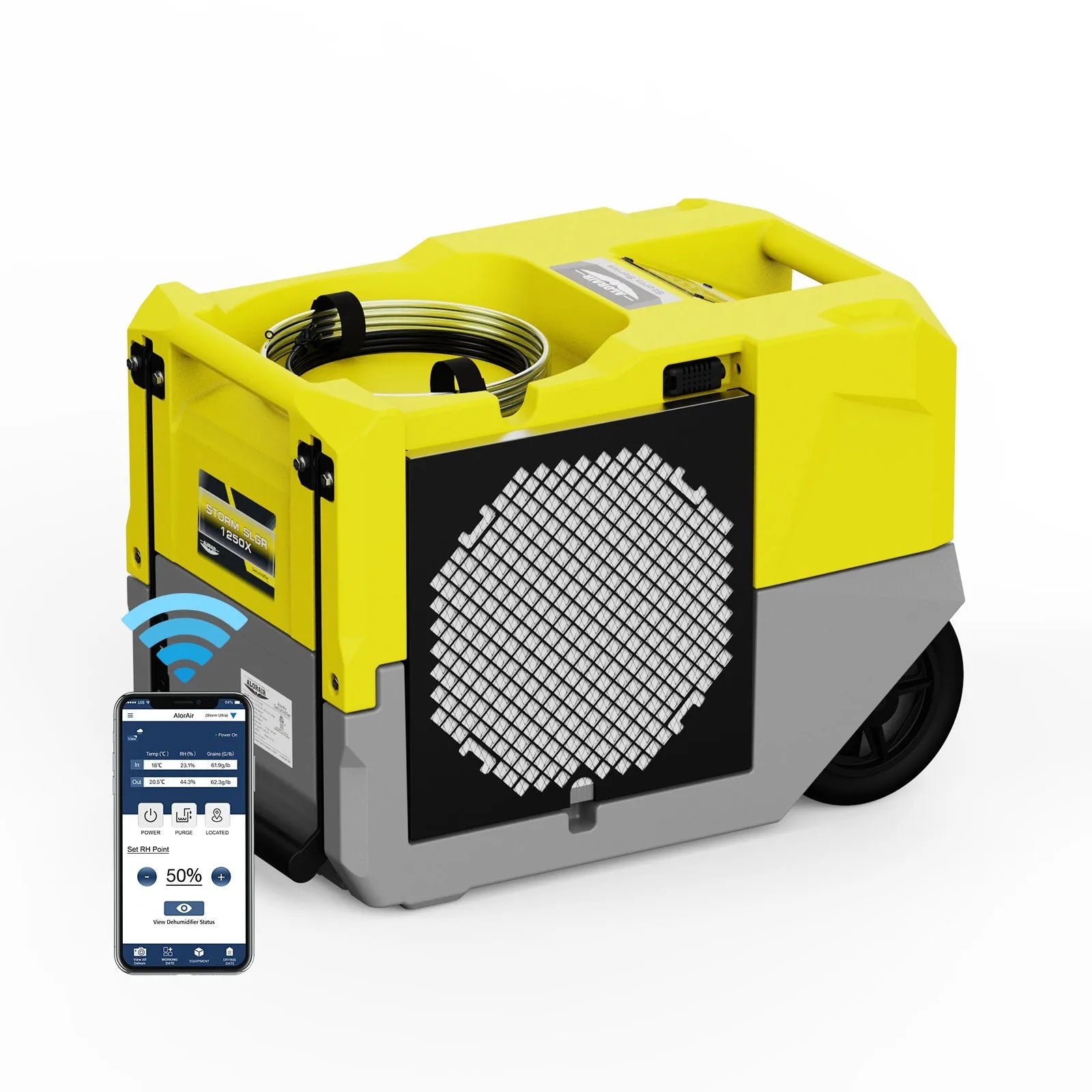 Alorair Water Damage Restoration Combo Pack, 4 X Storm SLGR 1250X WIFI Commercial Dehumidifier, 16 X Zeus 900 Air Mover, 1 X HEPA Max 970 Scrubber