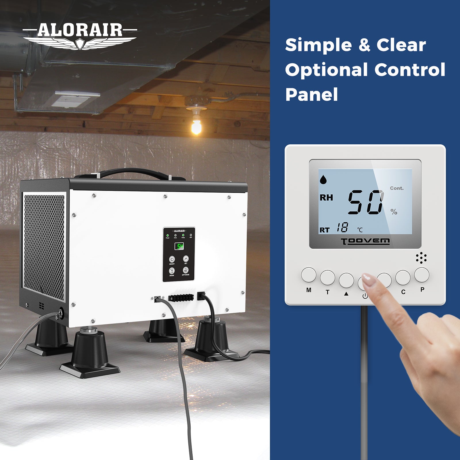 ALORAIR 120 Pint Commercial Dehumidifier Crawl Space Dehumidifier Up to 1,500 sq | Sentinel HD55P