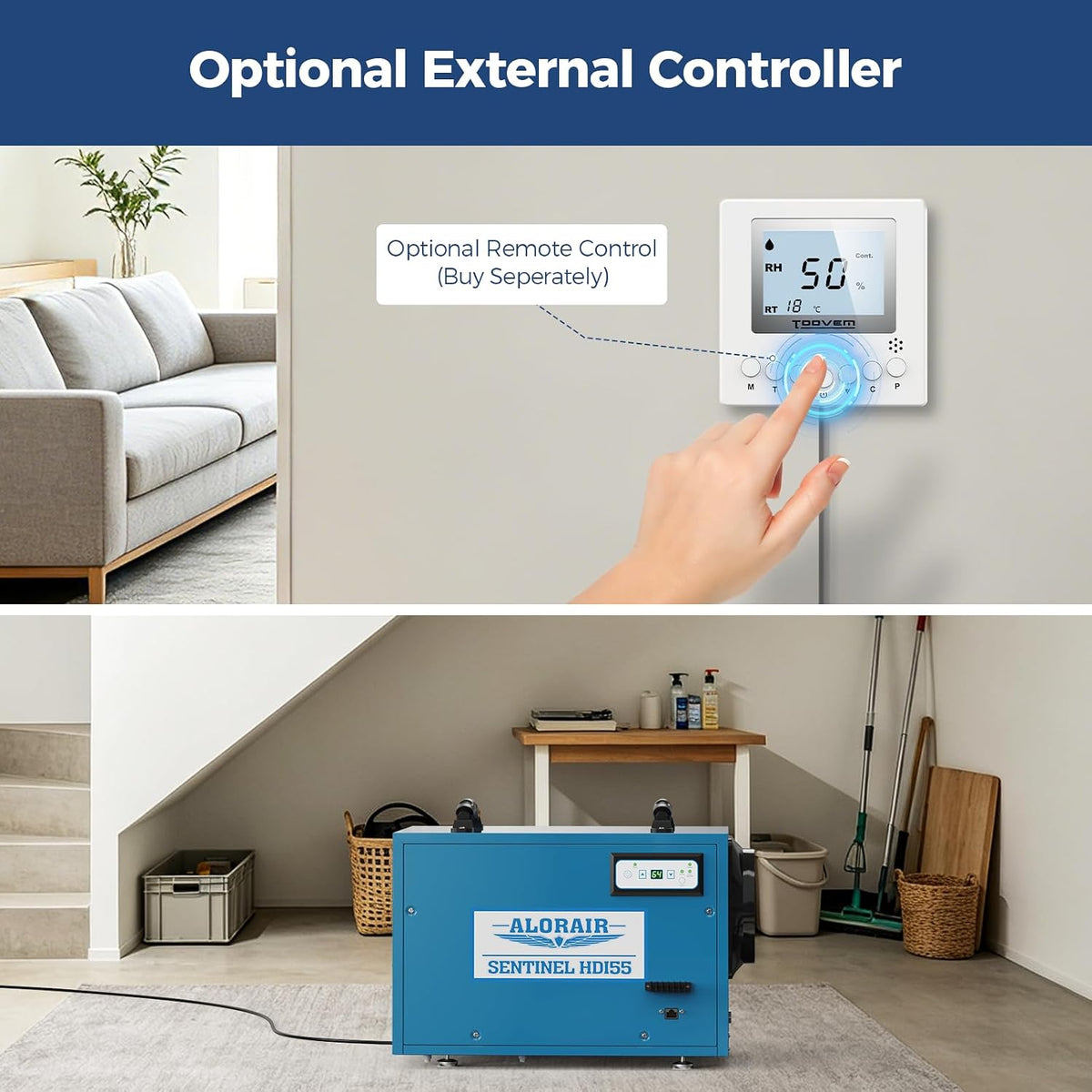 AlorAir 120 PPD Crawl Space Dehumidifiers with Pump, Auto Defrost, cETL | Sentinel HDi55 (Blue)