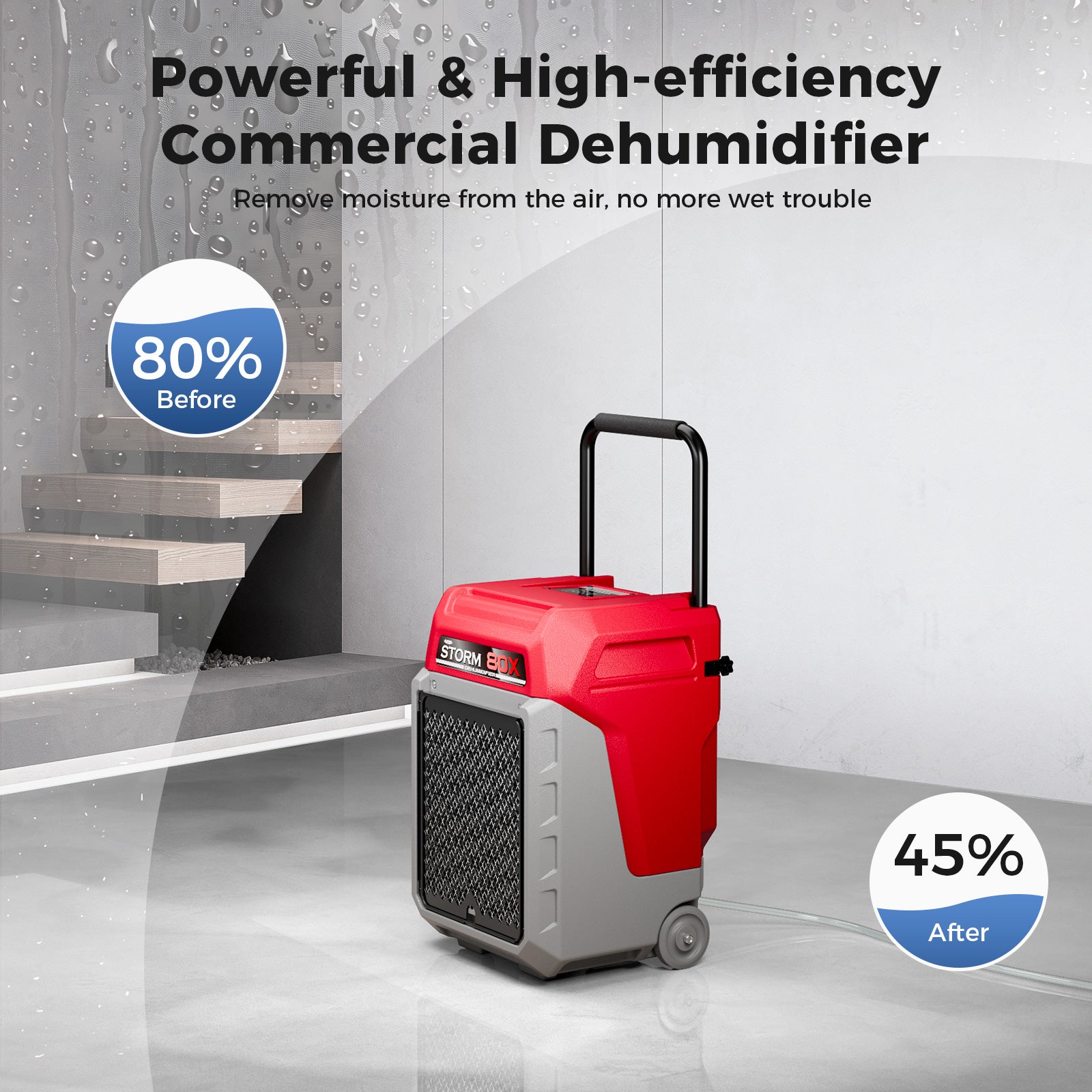 AlorAir® Storm 80X | 170 PPD Commercial Portable Dehumidifier with Pump for Water Damage Restoration