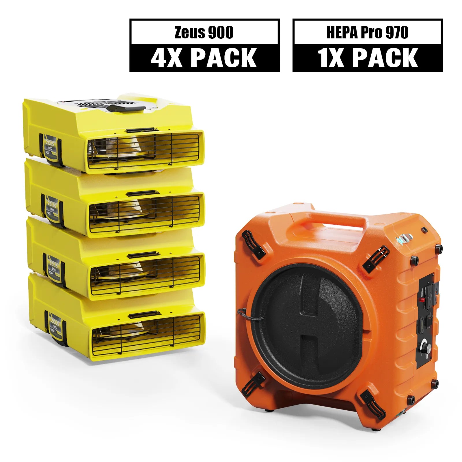 Alorair Fire & Smoke Restoration Combo Pack, 4 X Zeus 900 Air Mover, 1 X HEPA Pro 970 Air Scrubber