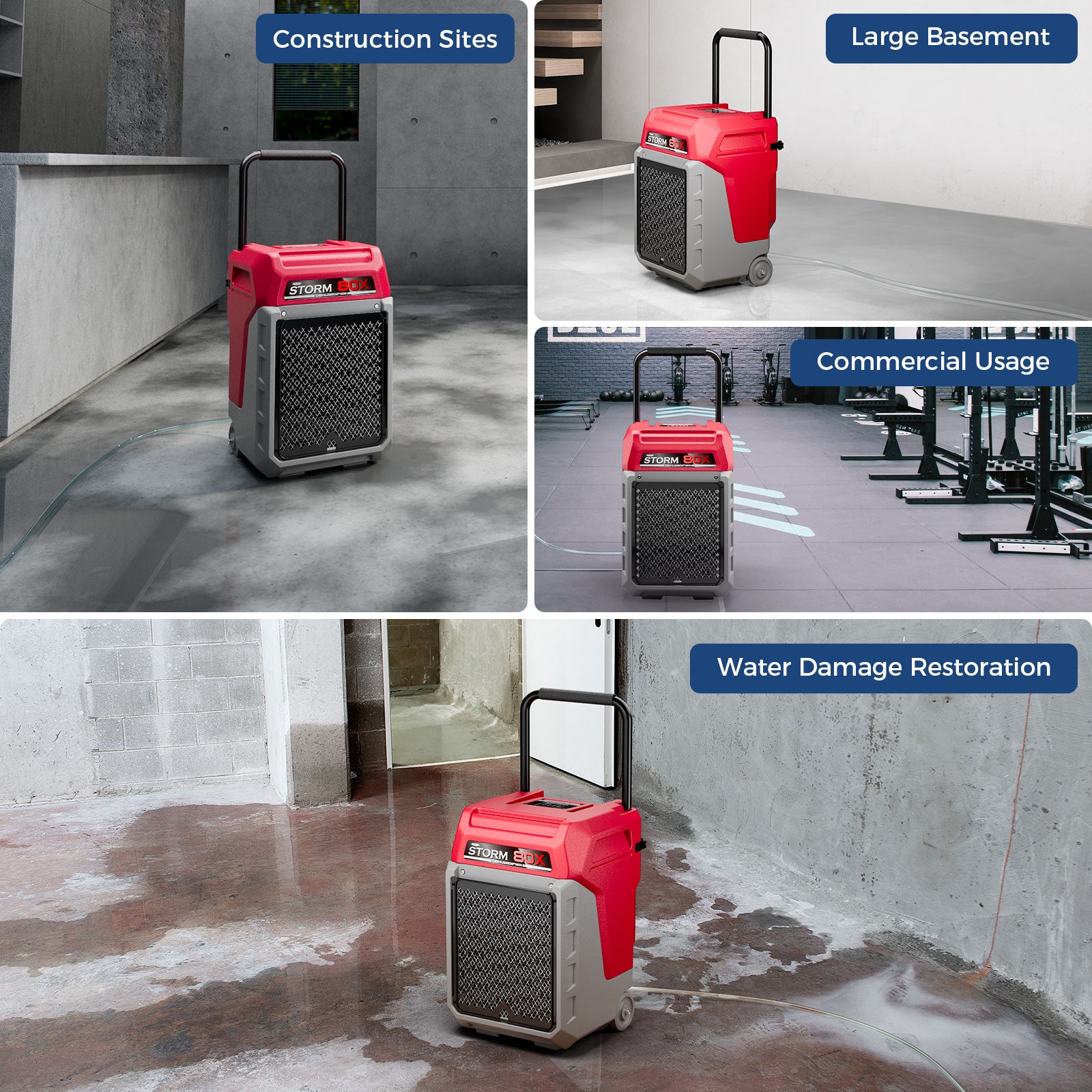 AlorAir® Storm 80X | 170 PPD Commercial Portable Dehumidifier with Pump for Water Damage Restoration