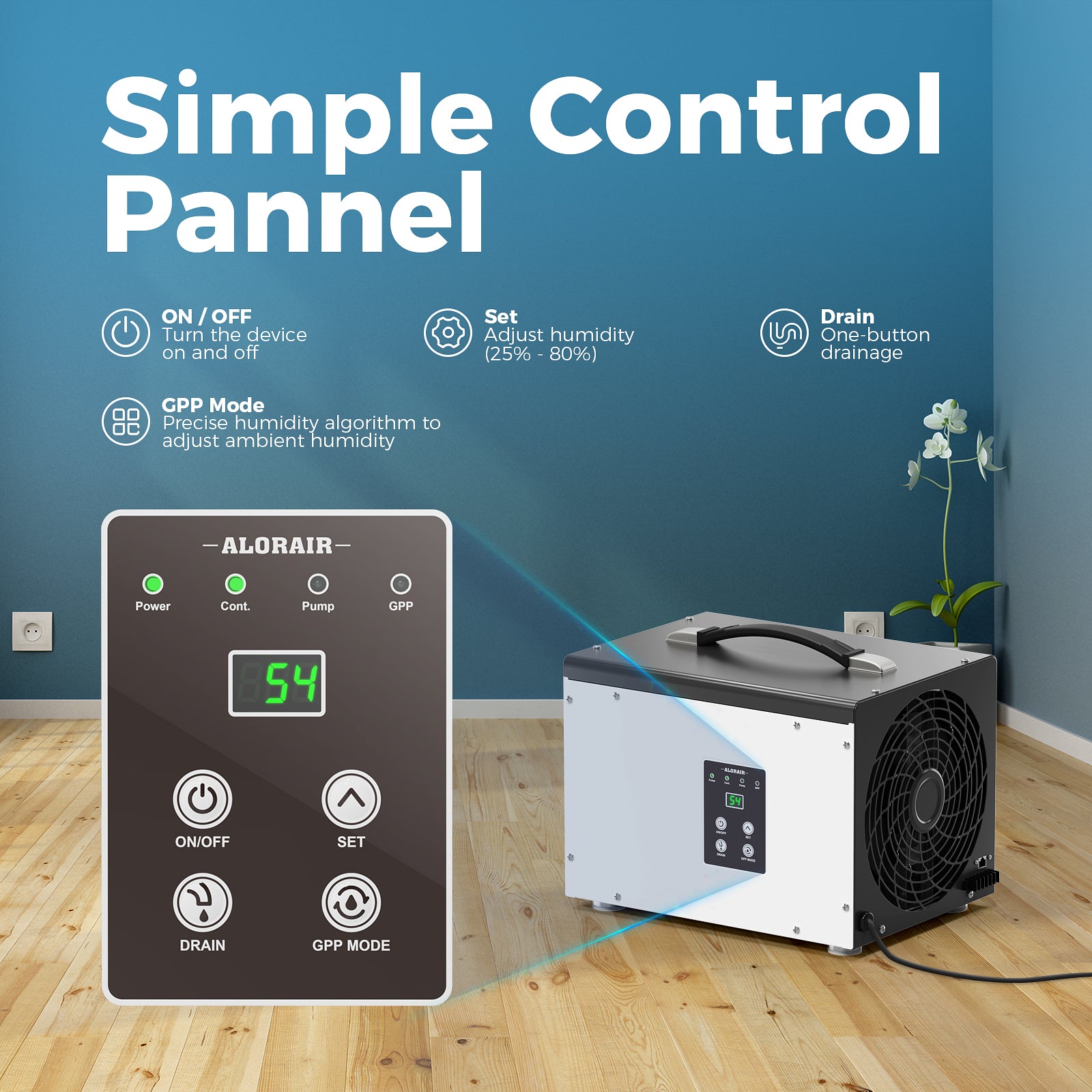 AlorAir WiFi 70 PPD Crawl Space Dehumidifier | Sentinel HD35P WIFI | Size for 1000 Sq Ft