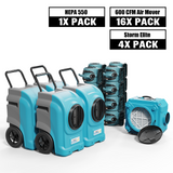 ALORAIR 4 x Commercial Dehumidifier, 16 x Air Movers and 1x Air Scrubber Combo Package