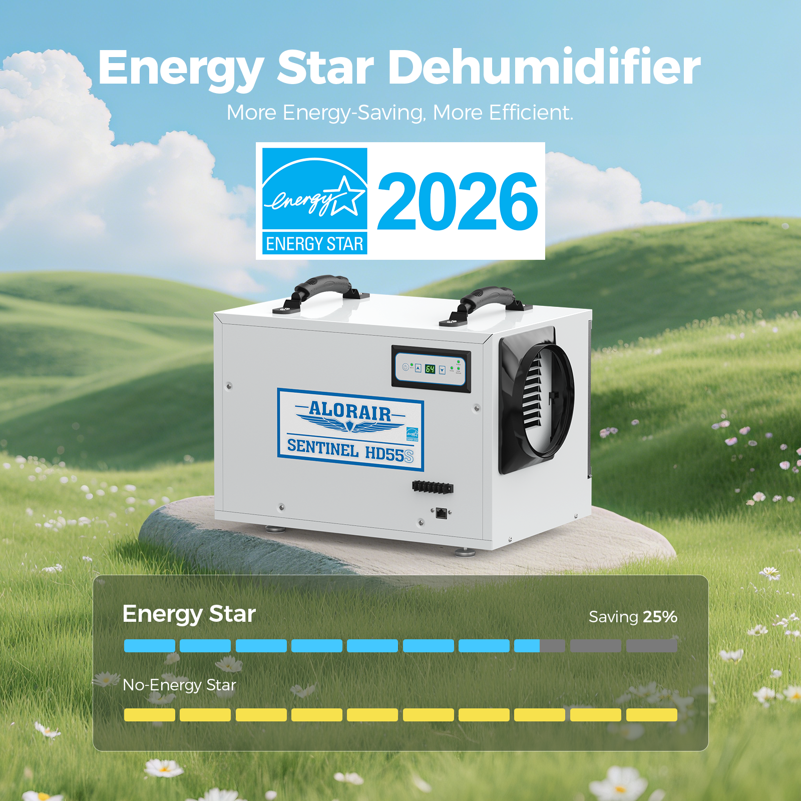 AlorAir® WiFi App Controlled Dehumidifier Removal 120PPD Size for 1300 sq.ft | Sentinel HD55S White WIFI