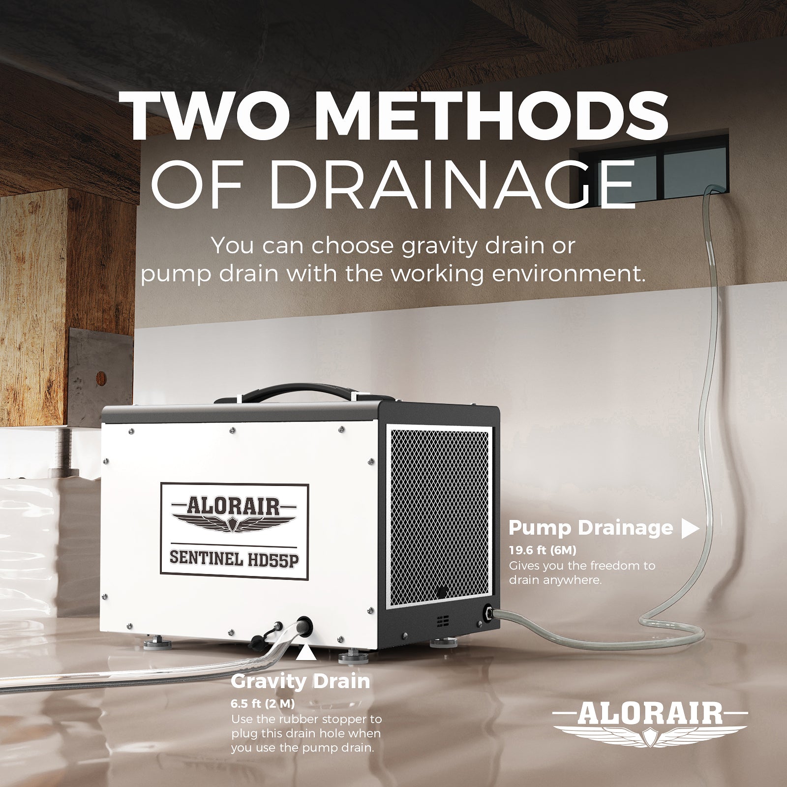 ALORAIR 120 Pint Commercial Dehumidifier Crawl Space Dehumidifier Up to 1,500 sq | Sentinel HD55P