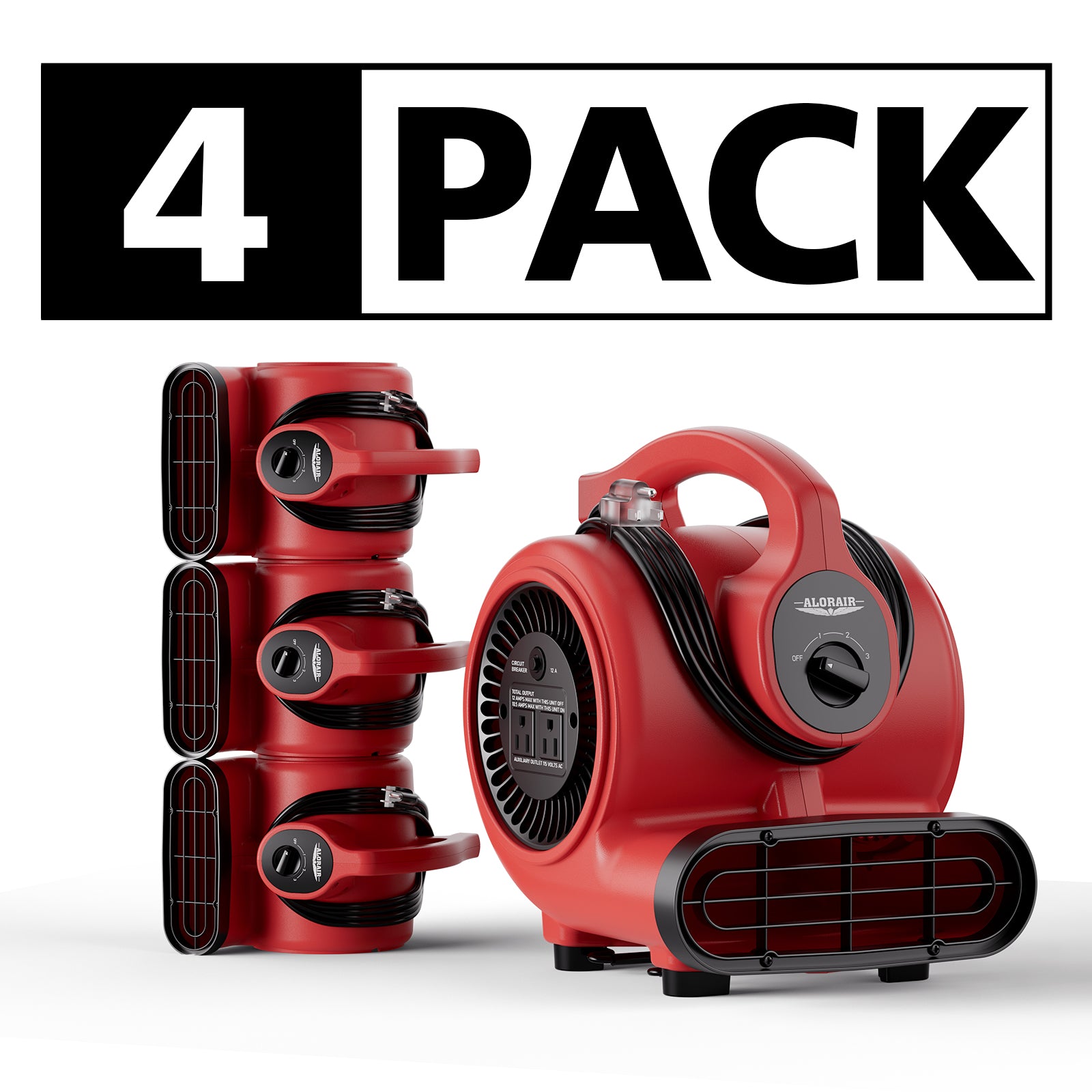 AlorAir® Wholesale Pack GF600A Air Mover with 3 Speeds, 5 Angles for Floor Drying Blower Fan