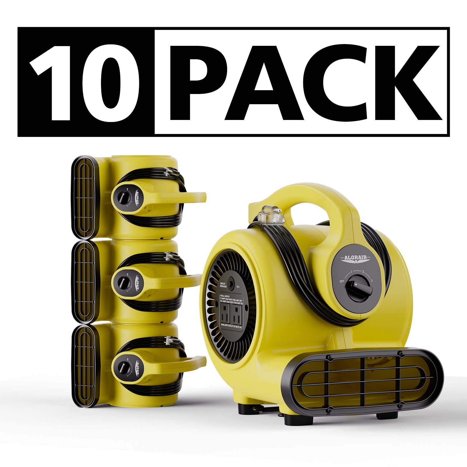 AlorAir® Wholesale Pack GF600A Air Mover with 3 Speeds, 5 Angles for Floor Drying Blower Fan