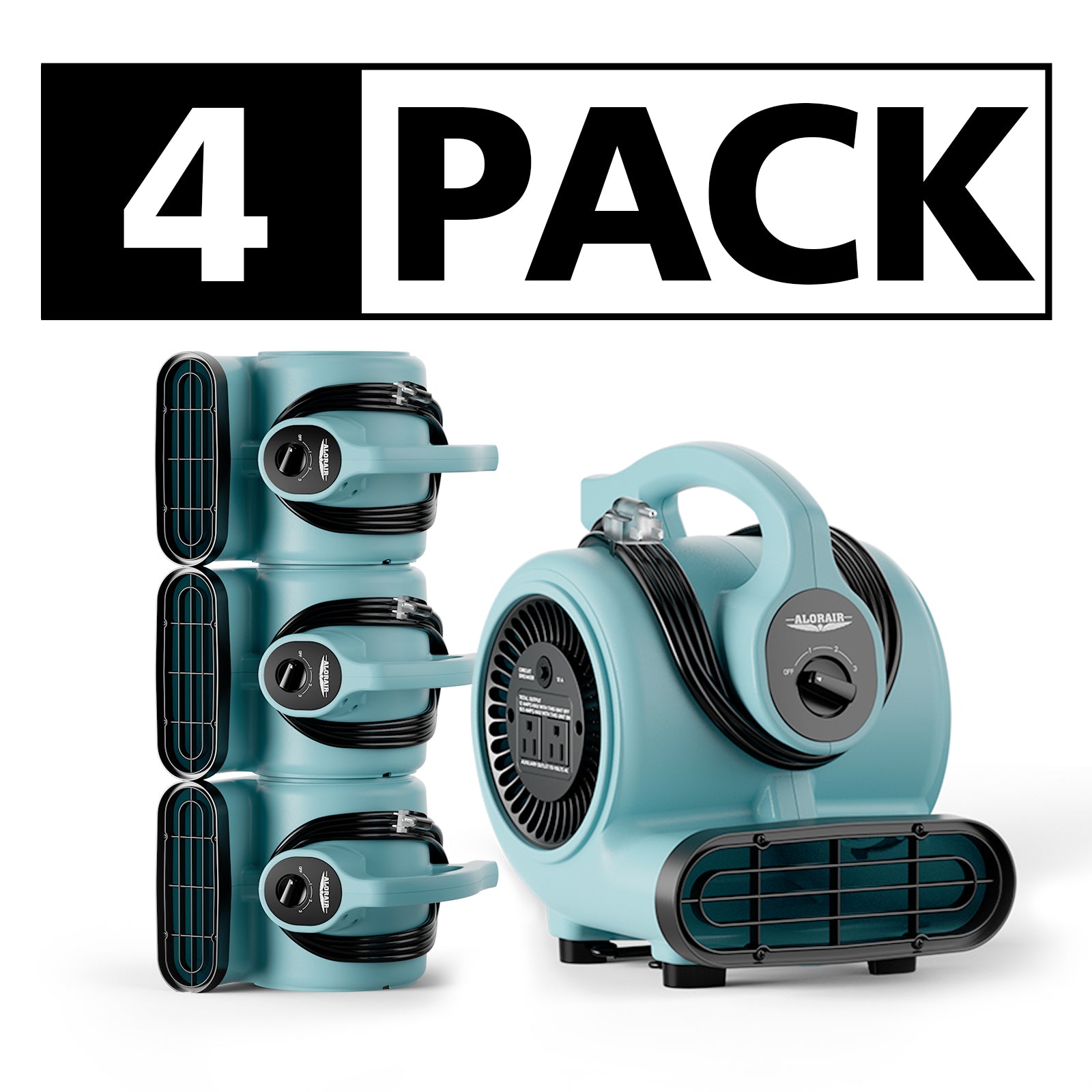 AlorAir® Wholesale Pack GF600A Air Mover with 3 Speeds, 5 Angles for Floor Drying Blower Fan