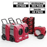 ALORAIR 4 x Commercial Dehumidifier, 16 x Air Movers and 1x Air Scrubber Combo Package