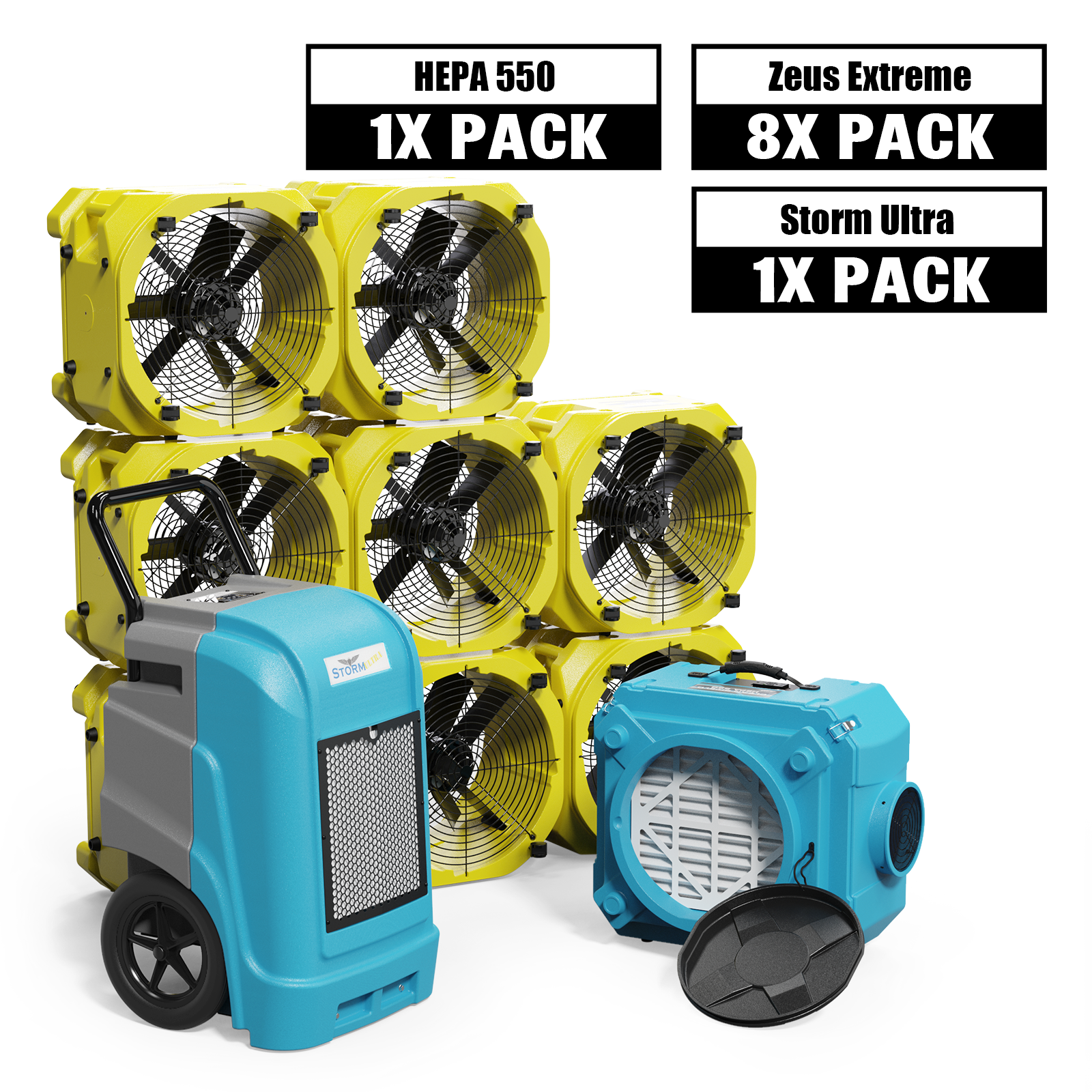 AlorAir® Ultra Pack Dehumidifier, Air Movers and Scrubber Commercial Water Damage Restoration Equipment Package