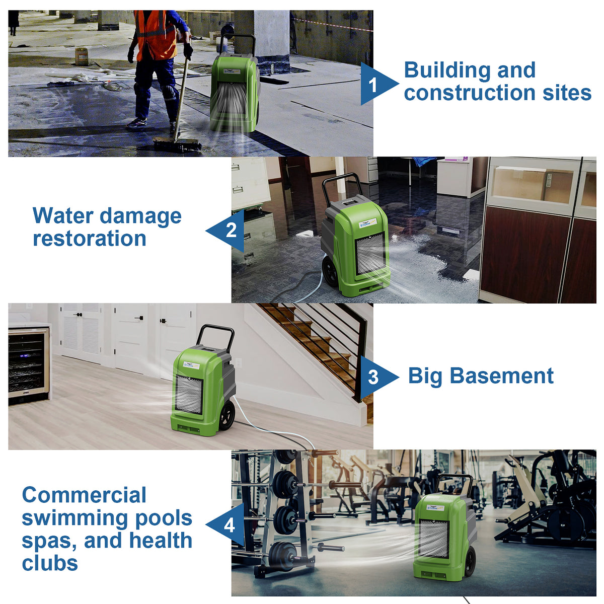 AlorAir Water Damage Restoration Combo Pack, 2 X Storm Ultra Dehumidifier, 6 X GE2000HCW Air Mover, 2 X HEPA 550 Air Scrubber