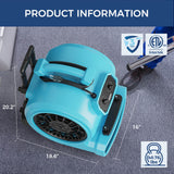 Alorair® 4000 CFM Air Mover with Timer, Handle Wheelkit and Carpet Buckles for Floor Drying Blower Fan | GE4000HTC