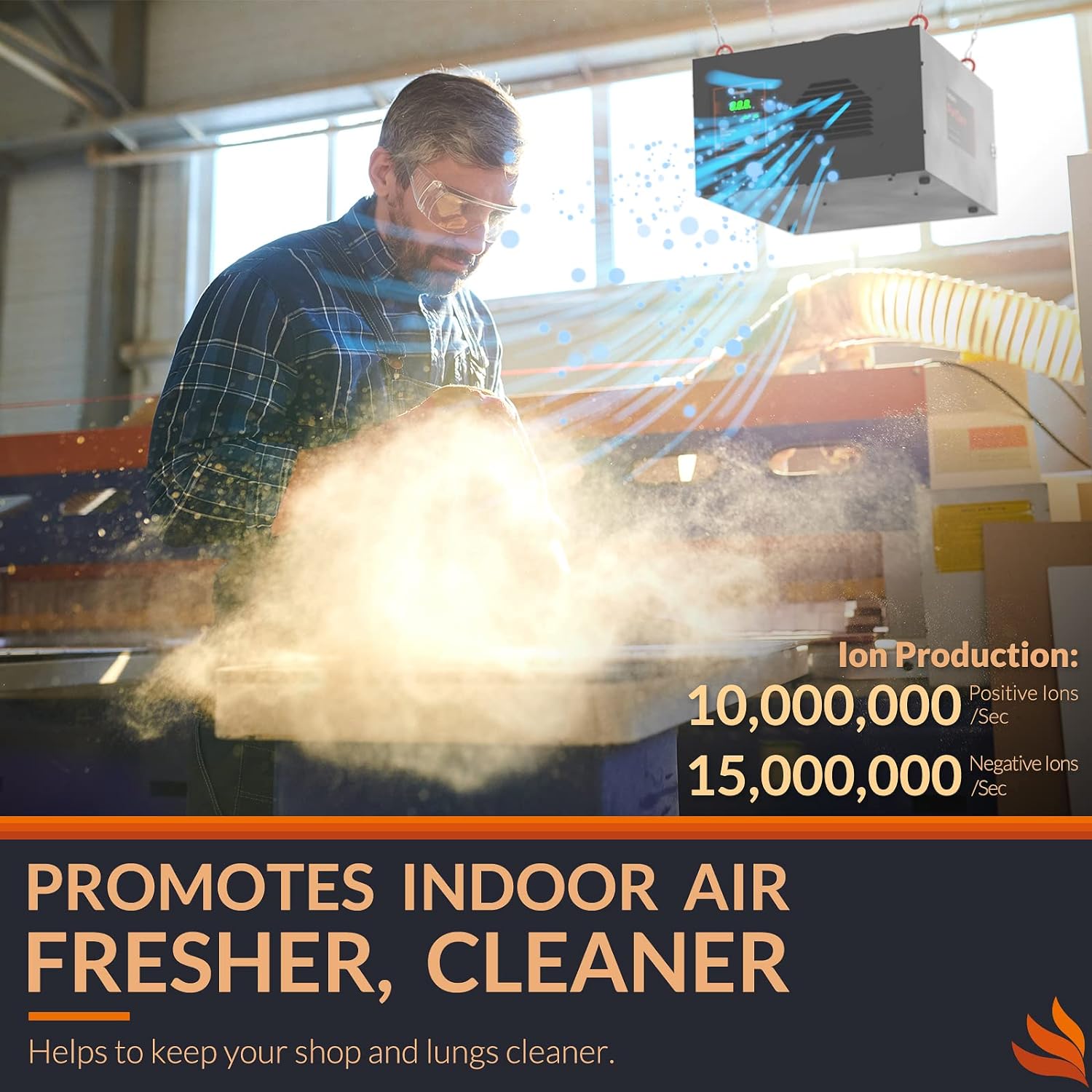 Purisystems Air Filtration System 3-Speed Remote, Built-in Ionizer, Hanging Air Filter w/RF Remote, up to 500 sq. ft