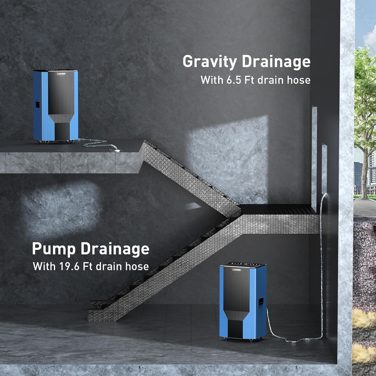 XDRIER MAX 260P Triple-Drain Commercial Dehumidifier | 198 PPD at Saturation | 2,600 ft²