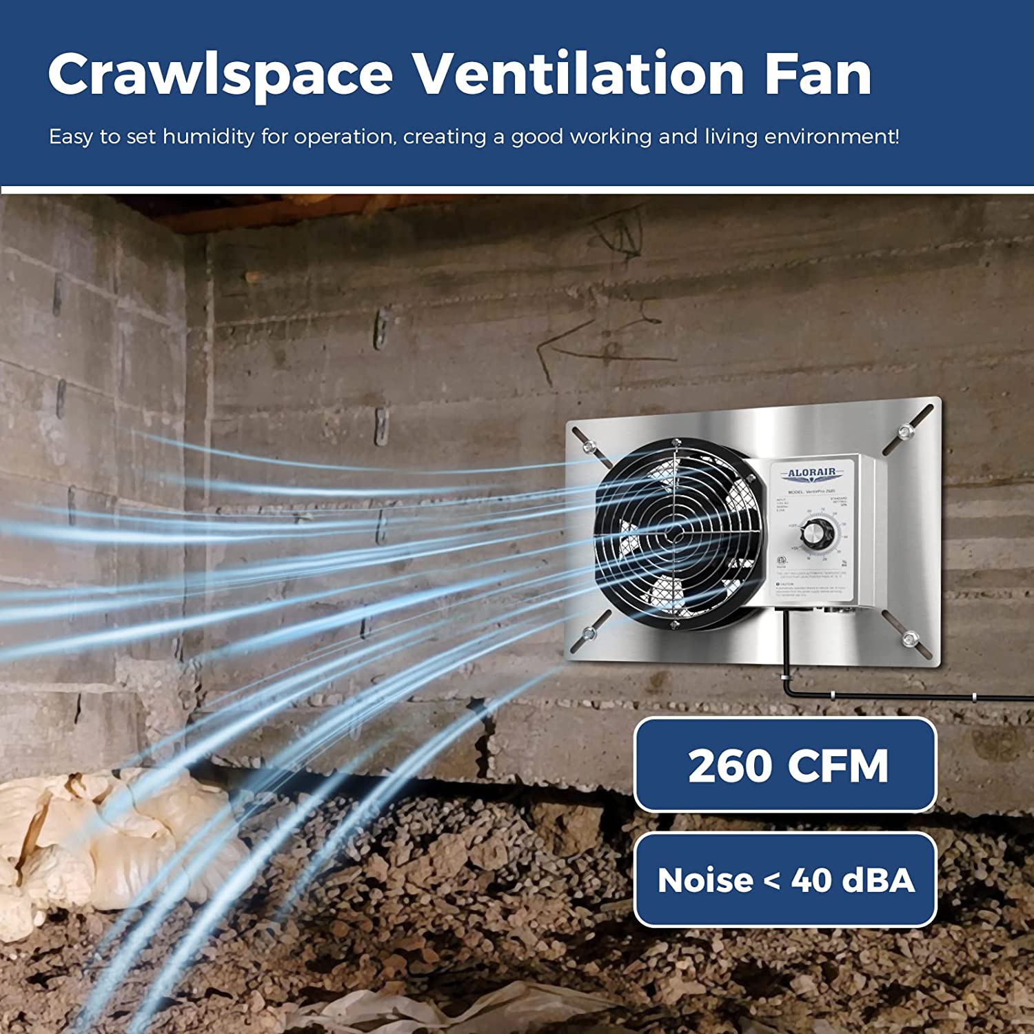 AlorAir® 260CFM Crawl Space Ventilation Fan | VentirPro 260S