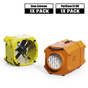 Alorair® Sanitization & Disinfection Combo Pack, 1 x Air Mover and 1 x Scrubber | Zeus Extreme & PuriCare S1 UV