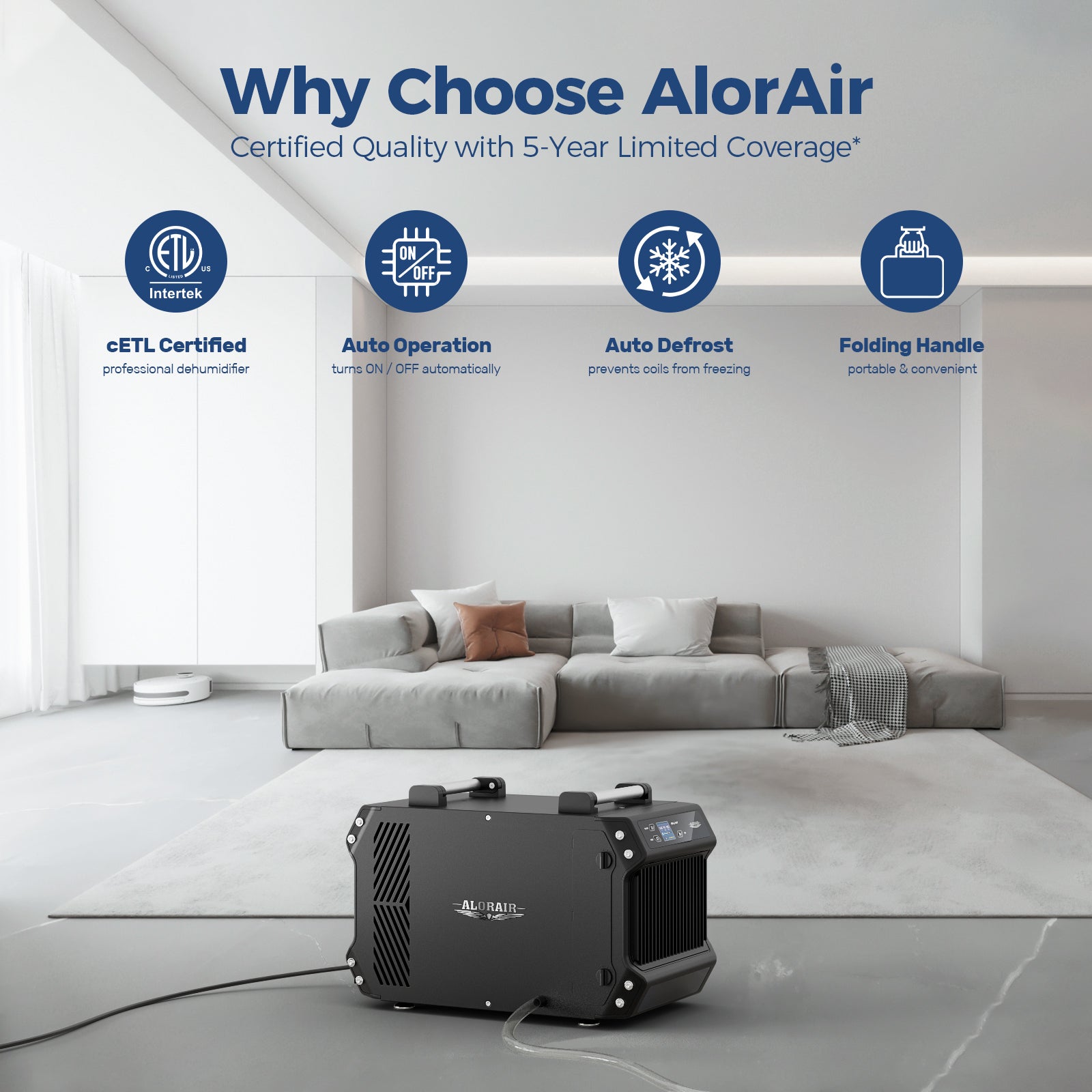 AlorAir 145 PPD Crawlspace Dehumidifier Size for 1,800 Sq.Ft | Galaxy 60