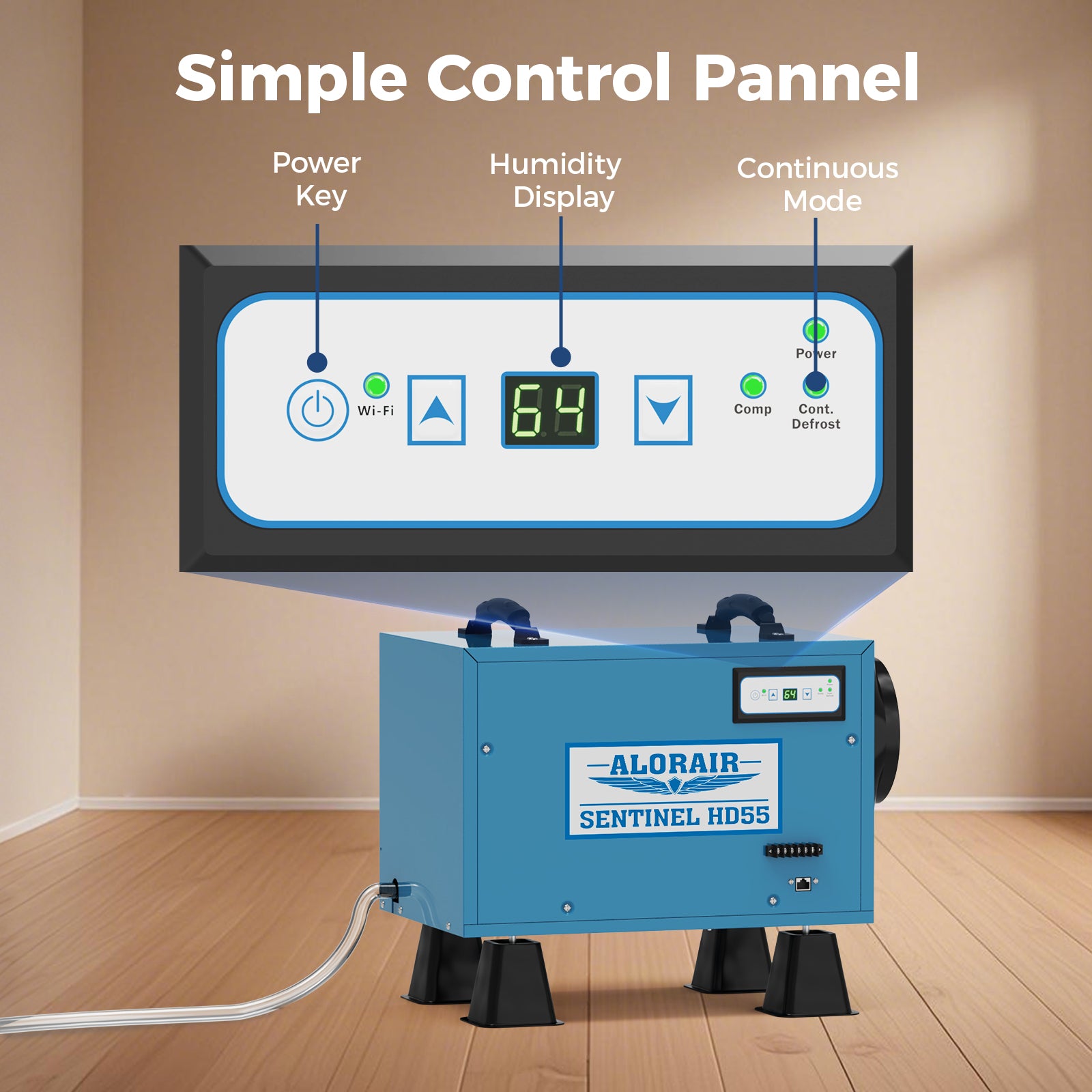 AlorAir WiFi 113 PPD Crawlspace Dehumidifier | Sentinel HD55 Blue Wifi | Size for 1200 sq.ft