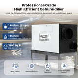 AlorAir® Sentinel WHD 150 | 140 PPD Commercial Grade Whole Home Dehumidifier, 3500 Sq.Ft for Crawl Space