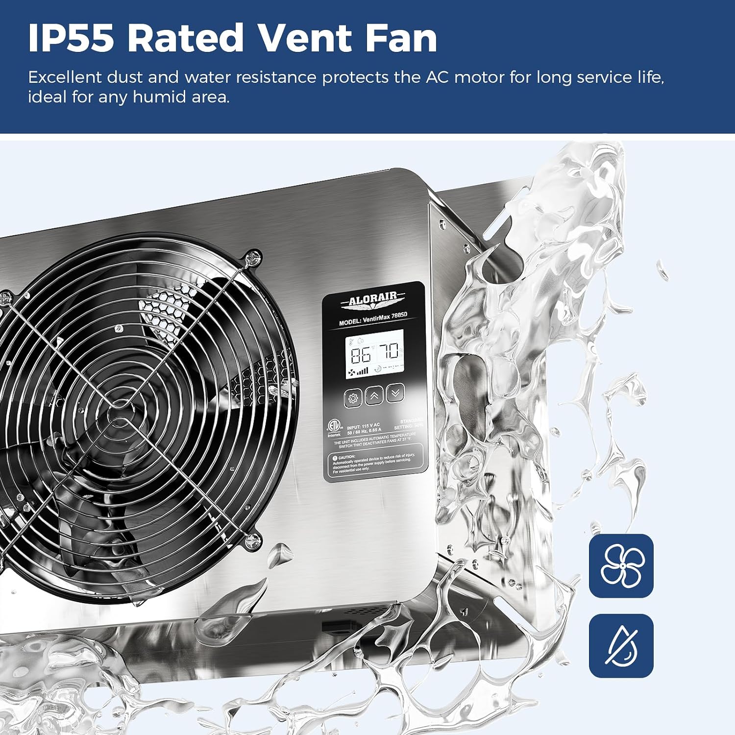 AlorAir® 780 CFM Crawl Space Ventilator Fan, IP55 Rated Exhaust Fan with Temperature Humidity Controller | VentirMax 780SD