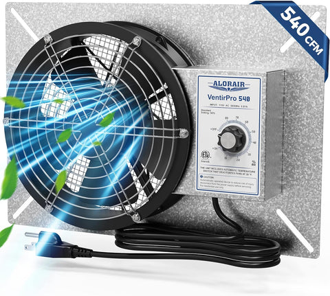 ALORAIR 540 CFM IP-55 Grade Crawlspace Ventilation Fans, 8.7 inches with Humidistat & Thermostat | VentirPro 540